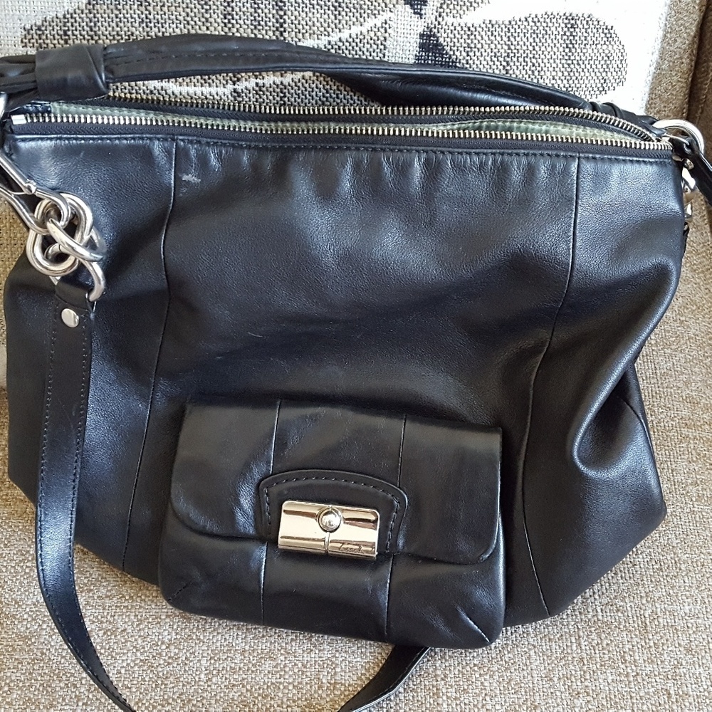 Leather coach hobo bag